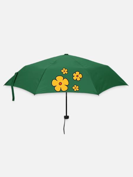 Blumen dreifarbig - Regenschirm (klein) - Flaschengrün
