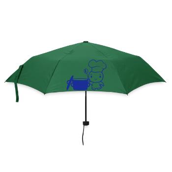 Vogel Chefkoch Kochtopf Ente lecker hunger essen - Regenschirm (klein) - Flaschengrün - Vorne