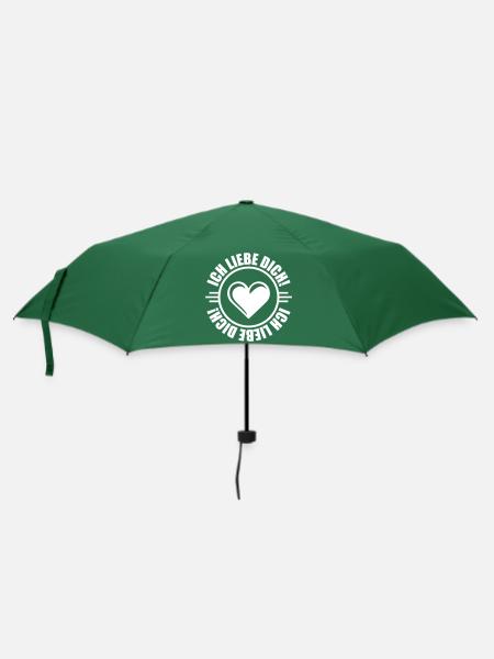 Ich Liebe Dich Herz - Regenschirm (klein) - Flaschengrün