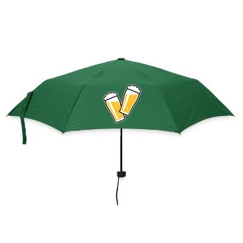 2 Biergläser Stoßen An (Bier / Willibecher / 3C) - Regenschirm (klein) - Flaschengrün - Vorne