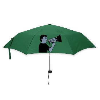 Demonstration Megafon Propaganda Mann - Regenschirm (klein) - Flaschengrün - Vorne