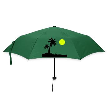 Palmen Insel - Regenschirm (klein) - Flaschengrün - Vorne