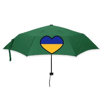 Ukrainisches Herz - Regenschirm (klein) - Flaschengrün - Vorne