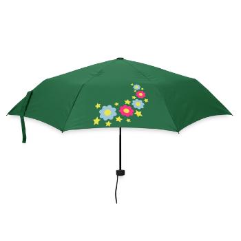 Viele Bunte Blumen Schön Dekorativ Muster Design - Regenschirm (klein) - Flaschengrün - Vorne