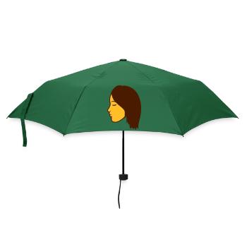 gesicht kopf weiblich frau girl maedchen huebsch s - Regenschirm (klein) - Flaschengrün - Vorne