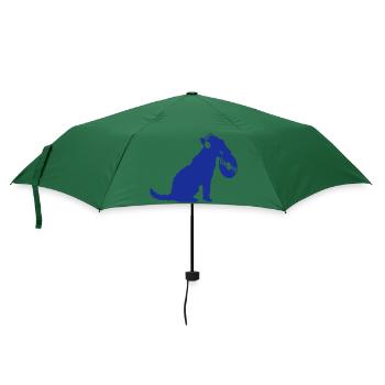 Hund DJ Musik Auflegen Club Disko Schallplatte Fun - Regenschirm (klein) - Flaschengrün - Vorne