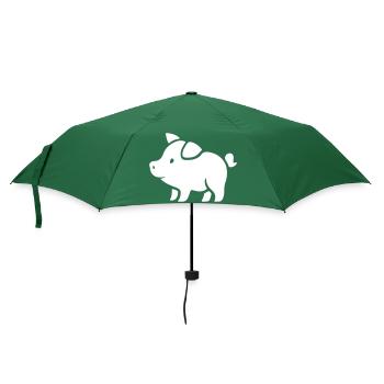 Schweinchen Sau Eber - Regenschirm (klein) - Flaschengrün - Vorne