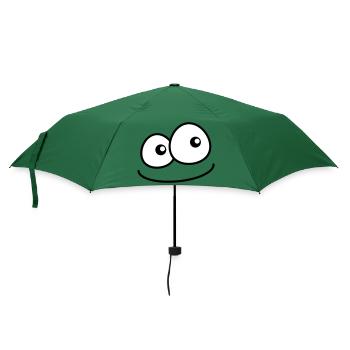 Lächelndes Comic Cartoon Gesicht Freches Grinsen - Regenschirm (klein) - Flaschengrün - Vorne