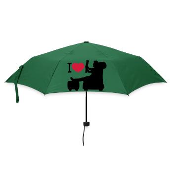 I love herz liebe zeitung lesen nachrichten wohnzi - Regenschirm (klein) - Flaschengrün - Vorne