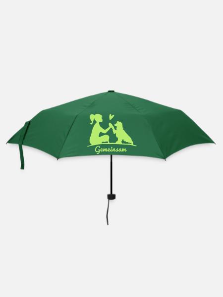 Mein Hund und ich - Gemeinsam - Regenschirm (klein) - Flaschengrün