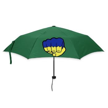 Ukraine Flagge Faust - Regenschirm (klein) - Flaschengrün - Vorne