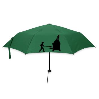 Silhouette Pizza Bäcker - Regenschirm (klein) - Flaschengrün - Vorne