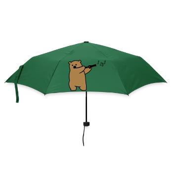 Bär spielt Flöte - Regenschirm (klein) - Flaschengrün - Vorne