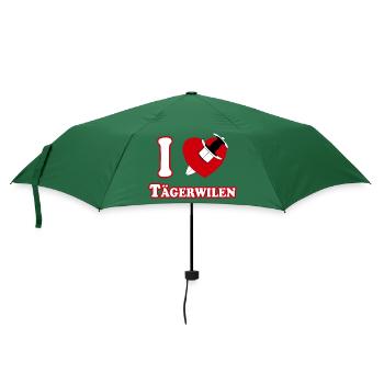 I Love Tägerwilen (weiss-rot mit Dolch durch Herz) - Regenschirm (klein) - Flaschengrün - Vorne