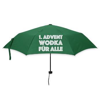 1. Advent, Wodka für alle | Weihnachten, Geschenk - Regenschirm (klein) - Flaschengrün - Vorne