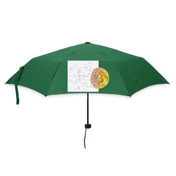 Krypto Gehirn 2 Bitcoin BTC ETH - Regenschirm (klein) - Flaschengrün - Vorne
