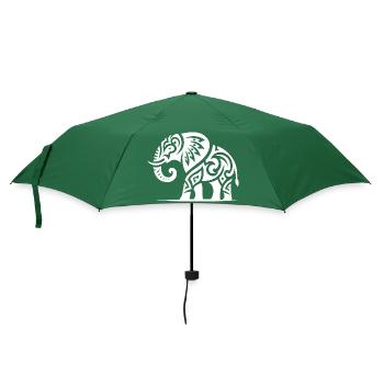 Elefanten Kunst Tattoo mit großen Stoßzähnen - Regenschirm (klein) - Flaschengrün - Vorne