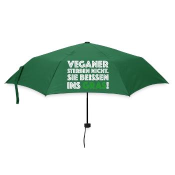 Veganer sterben nicht, sie beissen ins Gras - Regenschirm (klein) - Flaschengrün - Vorne