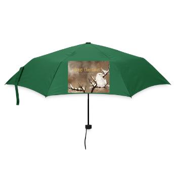 Fröhliche Weihnachten Schneeeule Winterszenerie - Regenschirm (klein) - Flaschengrün - Vorne
