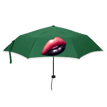 Schwarze Lippen, hypnotisierender Charme. - Regenschirm (klein) - Flaschengrün - Vorne