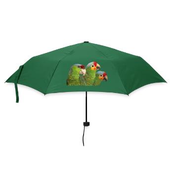 Rotfrontiger Amazonas und lila gekrönter Papagei - Regenschirm (klein) - Flaschengrün - Vorne