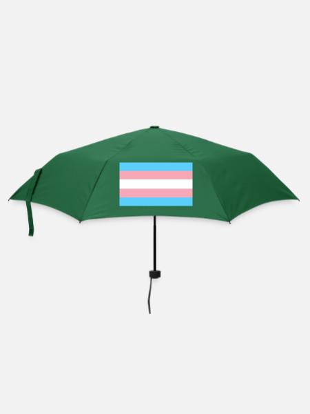 Transgender-Pride-Flagge - Regenschirm (klein) - Flaschengrün