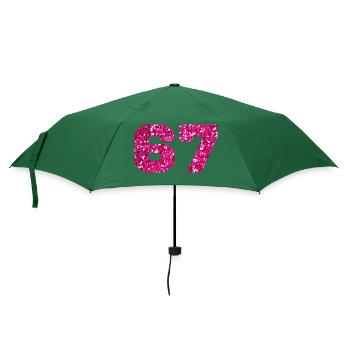 Nummer 67 Pink Glitter - 67. Geburtstag - Regenschirm (klein) - Flaschengrün - Vorne