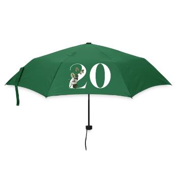 Nummer 20 Blumengrün -20. Geburtstag Blumen - Regenschirm (klein) - Flaschengrün - Vorne