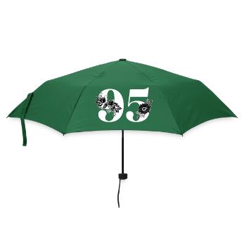 Nummer 95 Schwarze Blumen - 95. Blumengeburtstag - Regenschirm (klein) - Flaschengrün - Vorne