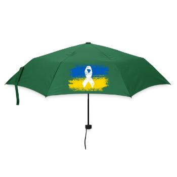 Ukrainische Flagge mit Friedensschleife - Regenschirm (klein) - Flaschengrün - Vorne