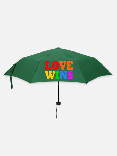 Love wins - Regenschirm (klein) - Flaschengrün
