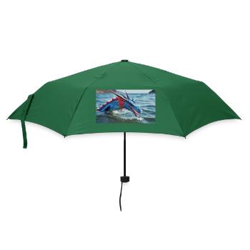 Ein realistischer blauer Wasserdrache im Türkis - Regenschirm (klein) - Flaschengrün - Vorne