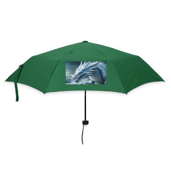 Ein realistischer, majestätischer weißer Eisdrache - Regenschirm (klein) - Flaschengrün - Vorne