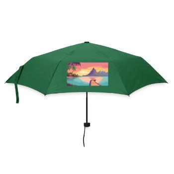 Bora Bora, Französisch-Polynesien - Pixel Art - Regenschirm (klein) - Flaschengrün - Vorne
