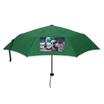 Grauer Außerirdischer auf der Mondoberfläche – Selfies machen - Regenschirm (klein) - Flaschengrün - Vorne