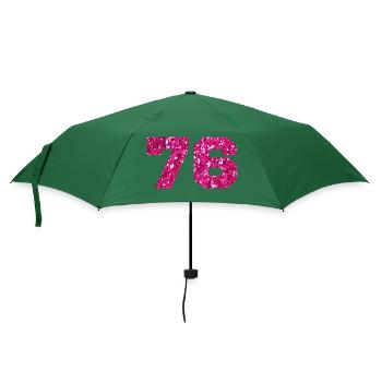 Nummer 76 Pink Glitter - 76. Geburtstag - Regenschirm (klein) - Flaschengrün - Vorne