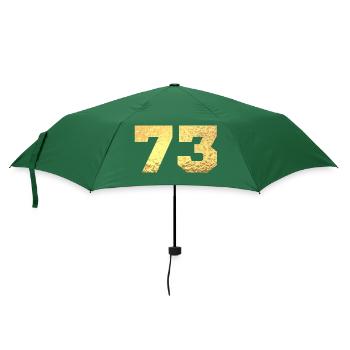 73 Gold Glitter - 73 Geburtstag - Regenschirm (klein) - Flaschengrün - Vorne