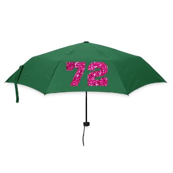 72 Pink Glitter - 72. Geburtstag - Regenschirm (klein) - Flaschengrün - Vorne