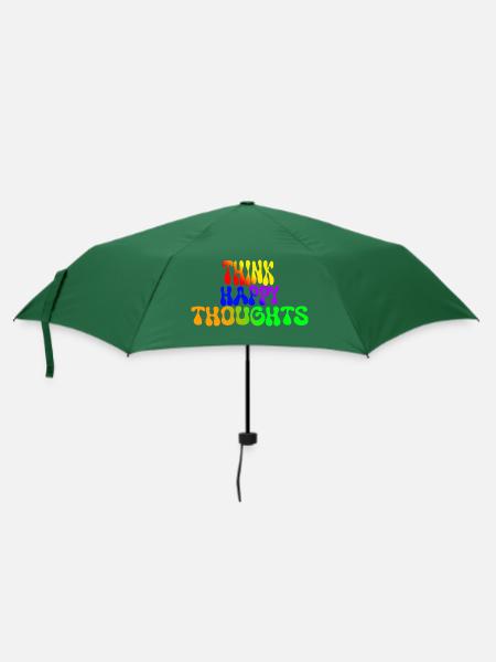 Think Happy Thoughts - Regenschirm (klein) - Flaschengrün