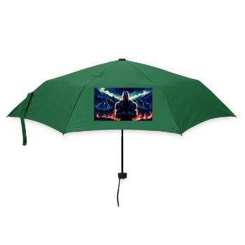 Urzeitlicher Krieger - Regenschirm (klein) - Flaschengrün - Vorne