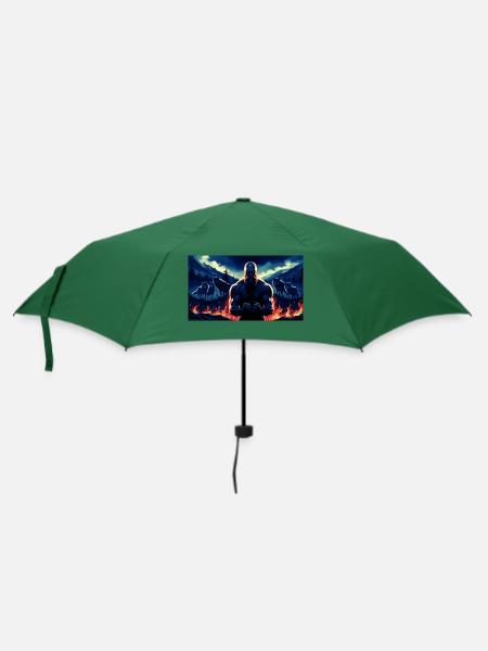 Urzeitlicher Krieger - Regenschirm (klein) - Flaschengrün