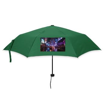 Cyberpunk Stadt2 - Regenschirm (klein) - Flaschengrün - Vorne