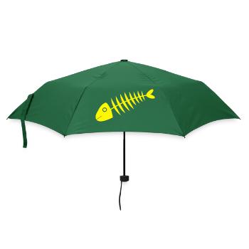 gelber Fisch Comic Fische - Regenschirm (klein) - Flaschengrün - Vorne