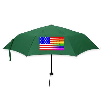 Schwule Regenbogenwand Amerikanische Flagge - Regenschirm (klein) - Flaschengrün - Vorne
