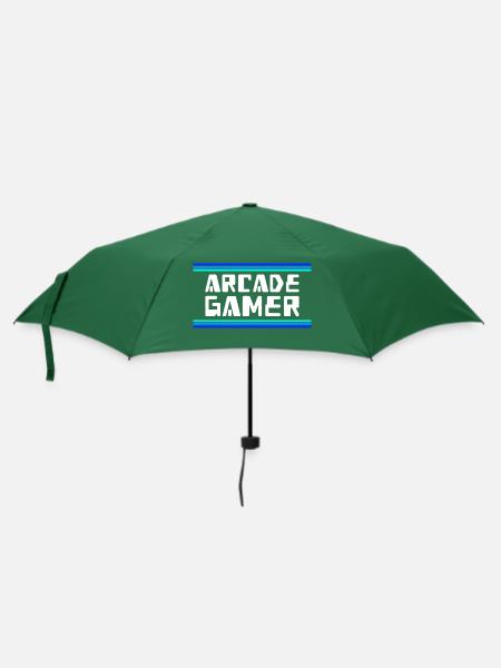 Arcade Gamer RetroGaming Blau - Regenschirm (klein) - Flaschengrün