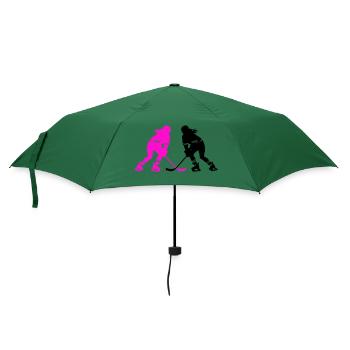 Ice Hockey Spielerin Silhouette - Regenschirm (klein) - Flaschengrün - Vorne
