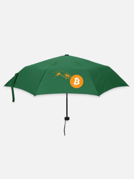 Krypto Creation Hand 3 Bitcoin - Regenschirm (klein) - Flaschengrün