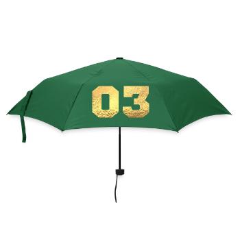 Nummer 3 Gold Glitter - 3. Jahrestag - Regenschirm (klein) - Flaschengrün - Vorne