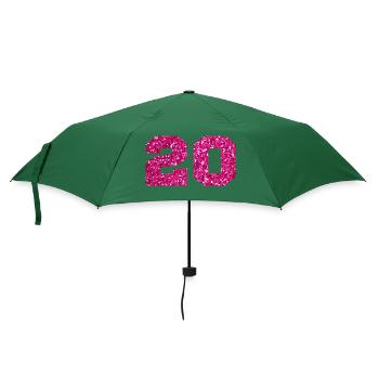 Nummer 20 Pink Glitter - 20-jähriges Jubiläum - Regenschirm (klein) - Flaschengrün - Vorne