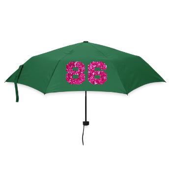 Nummer 86 Pink Glitter - 86. Geburtstag - Regenschirm (klein) - Flaschengrün - Vorne